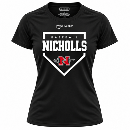 Women's Nicholls Home Plate Performance Tee in Black