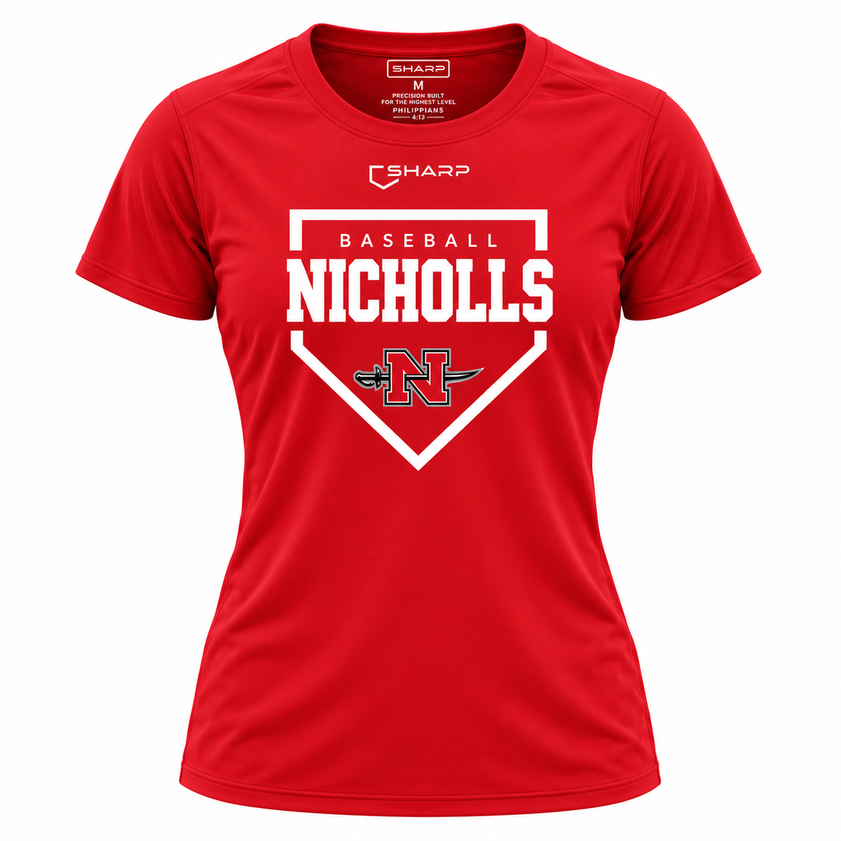 Women's Nicholls Home Plate Performance Tee in Red