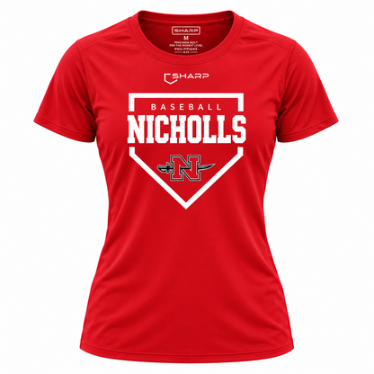 Women's Nicholls Home Plate Performance Tee in Red