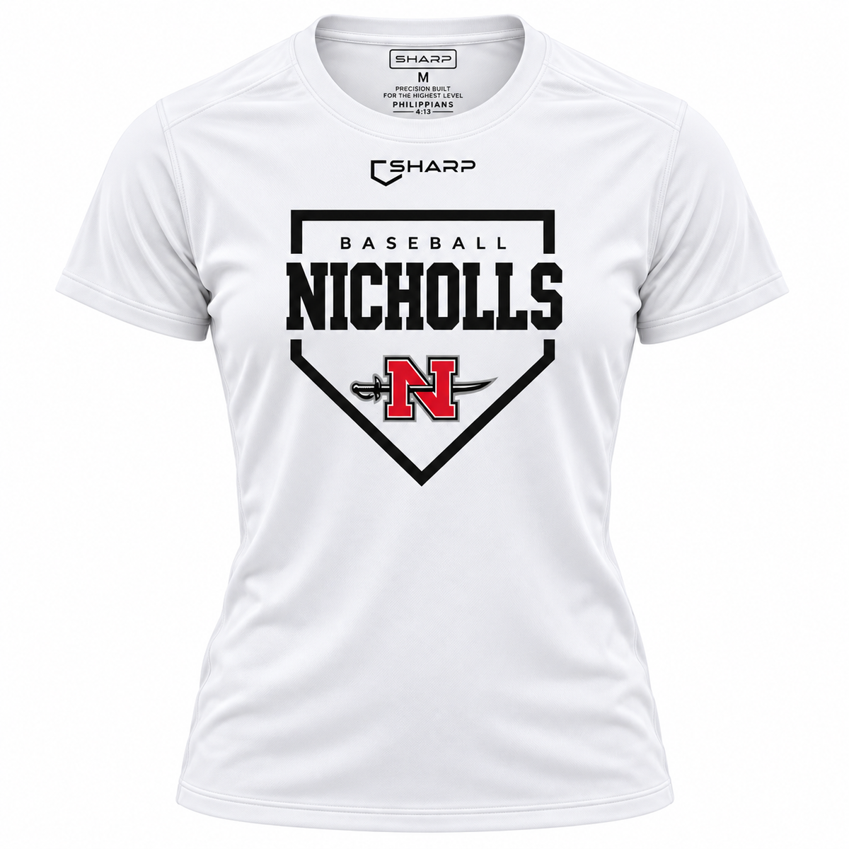 Women's Nicholls Home Plate Performance Tee in White