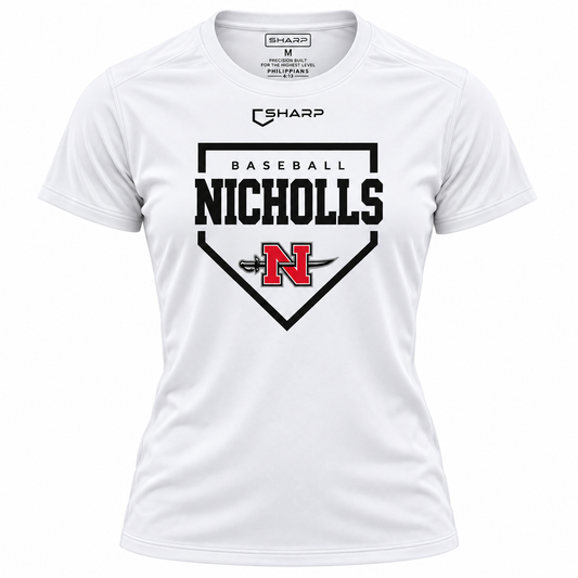 Women's Nicholls Home Plate Performance Tee in White