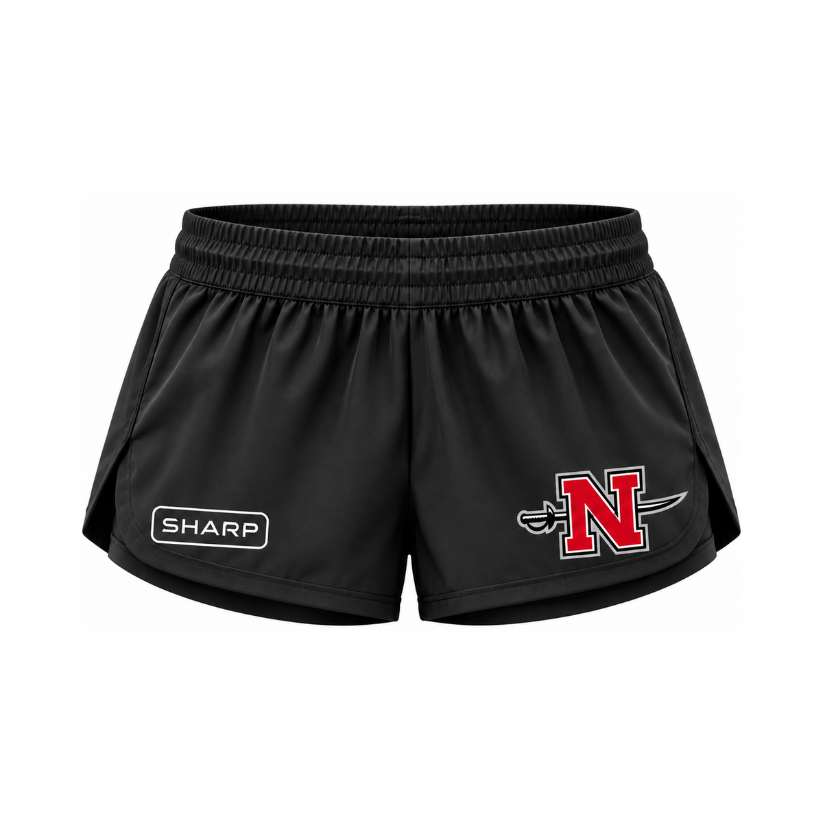 Nicholls women's performance shorts in black — consistent square product framing