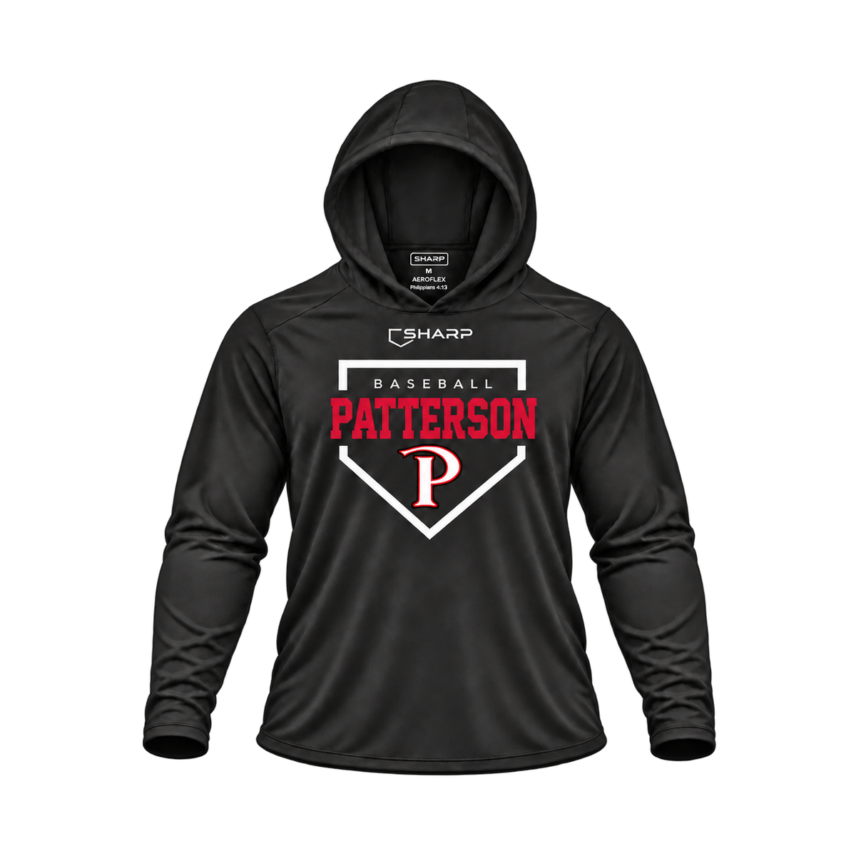 patterson areoflex homeplate black long sleeve front — transparent product view