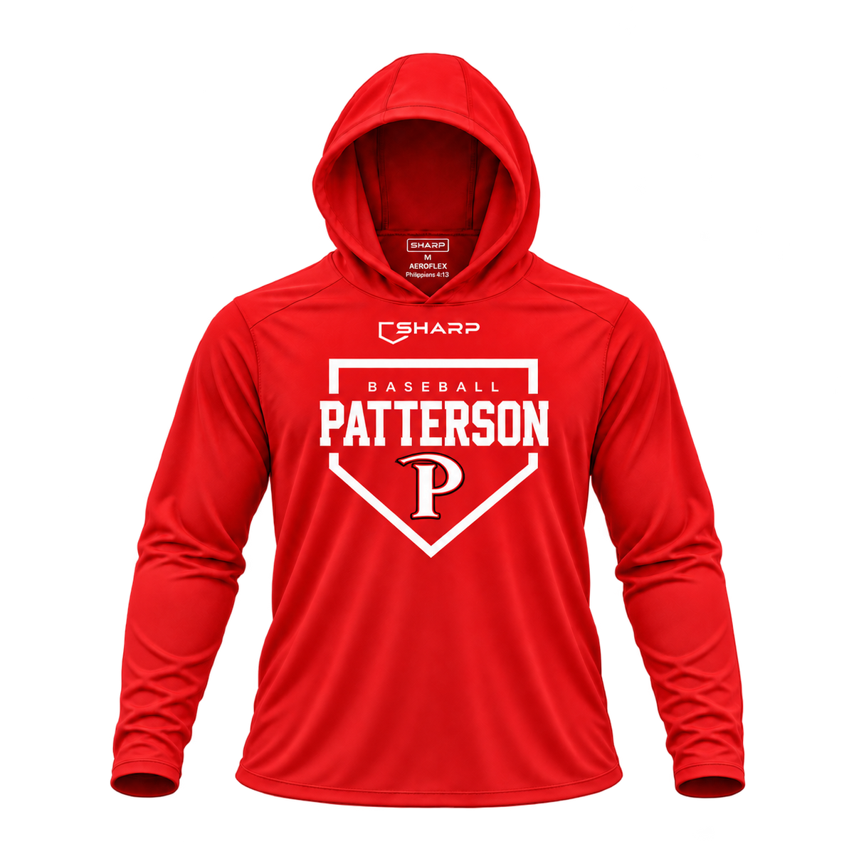 patterson areoflex homeplate red long sleeve front — transparent product view