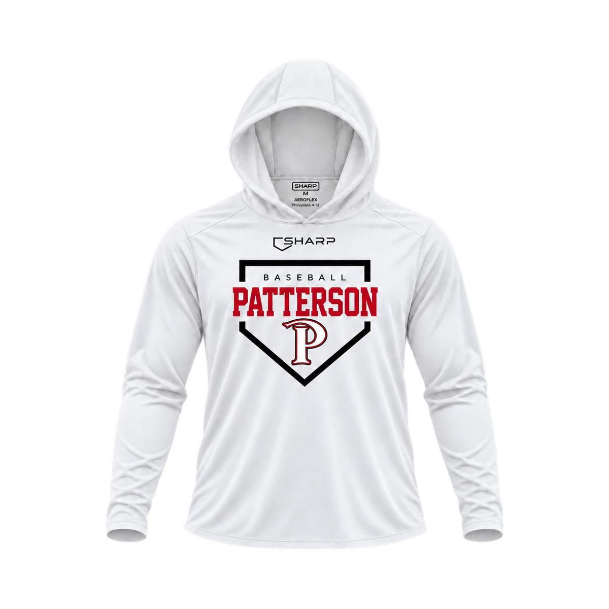 patterson areoflex homeplate white long sleeve front — transparent product view
