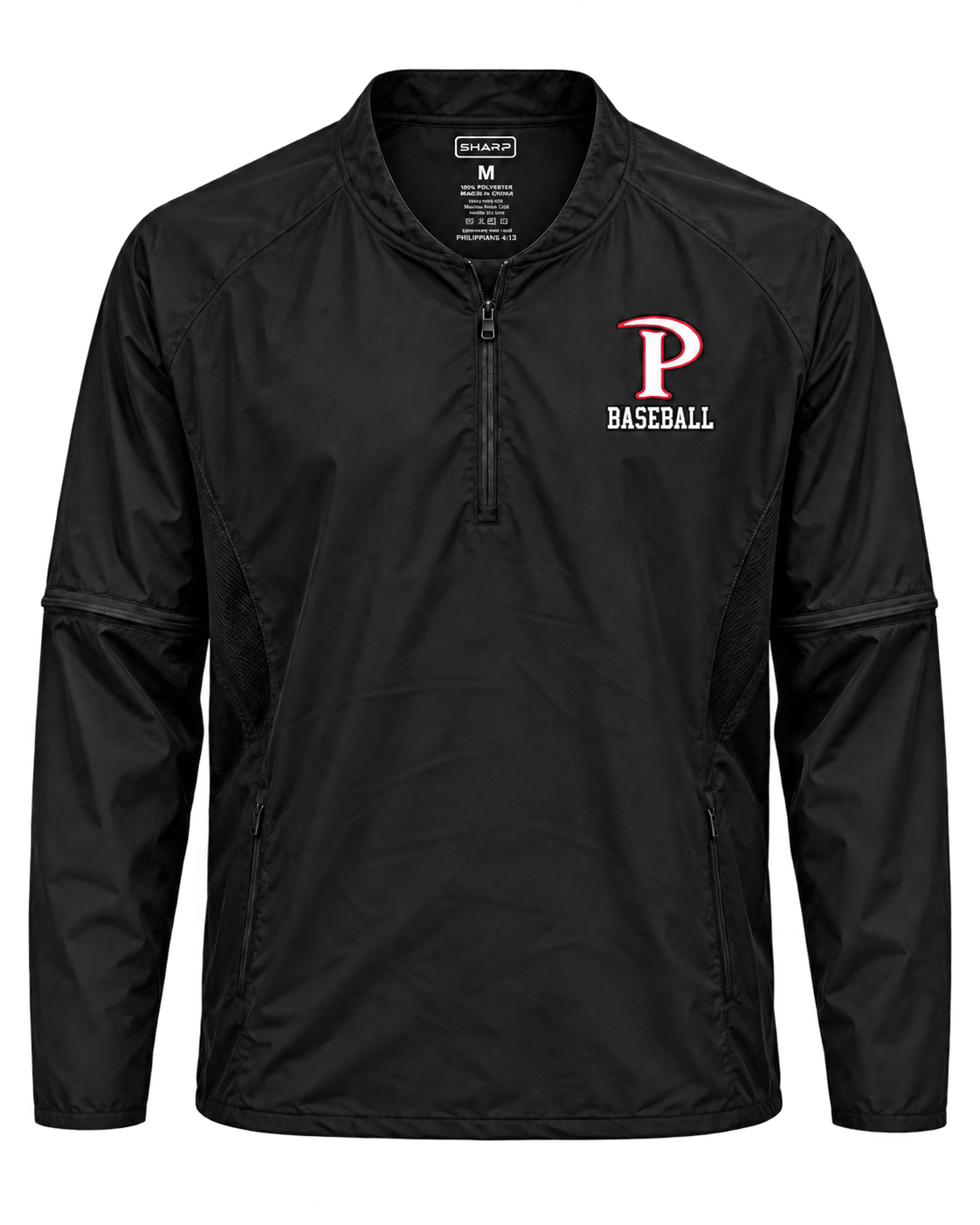 Patterson removable sleeve cage jacket in black — transparent product view