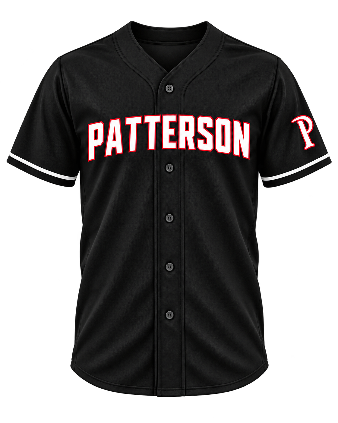 Patterson customizable fan jersey in black front view