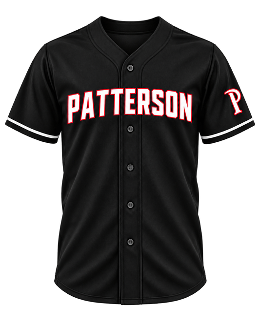 Patterson customizable fan jersey in black front view