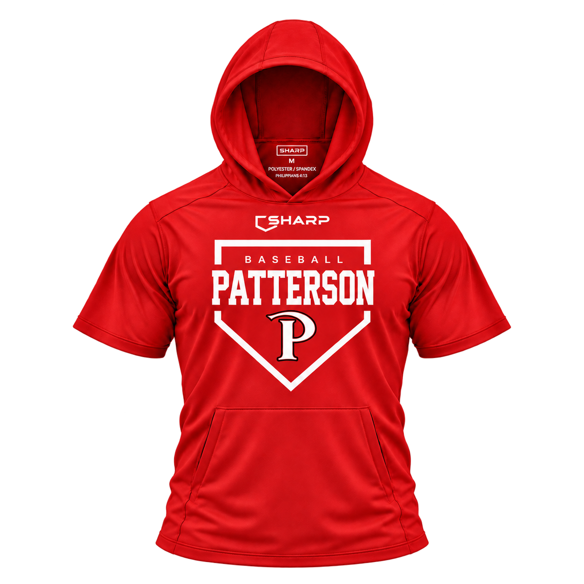 patterson homeplate red short sleeve front — transparent product view