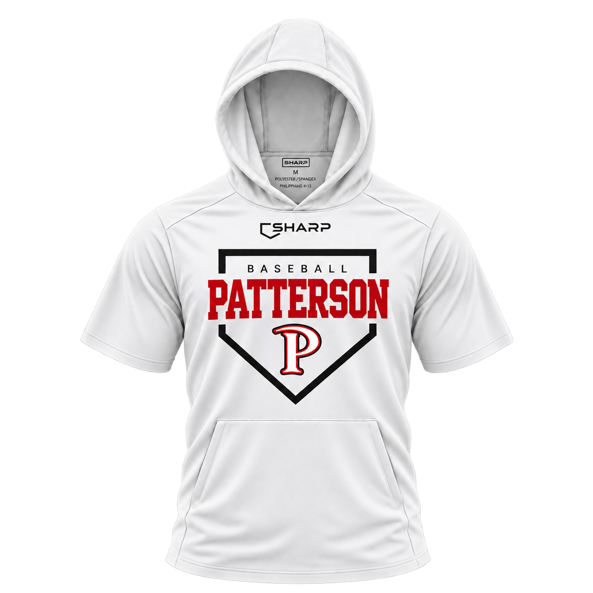 patterson homeplate white short sleeve front — transparent product view