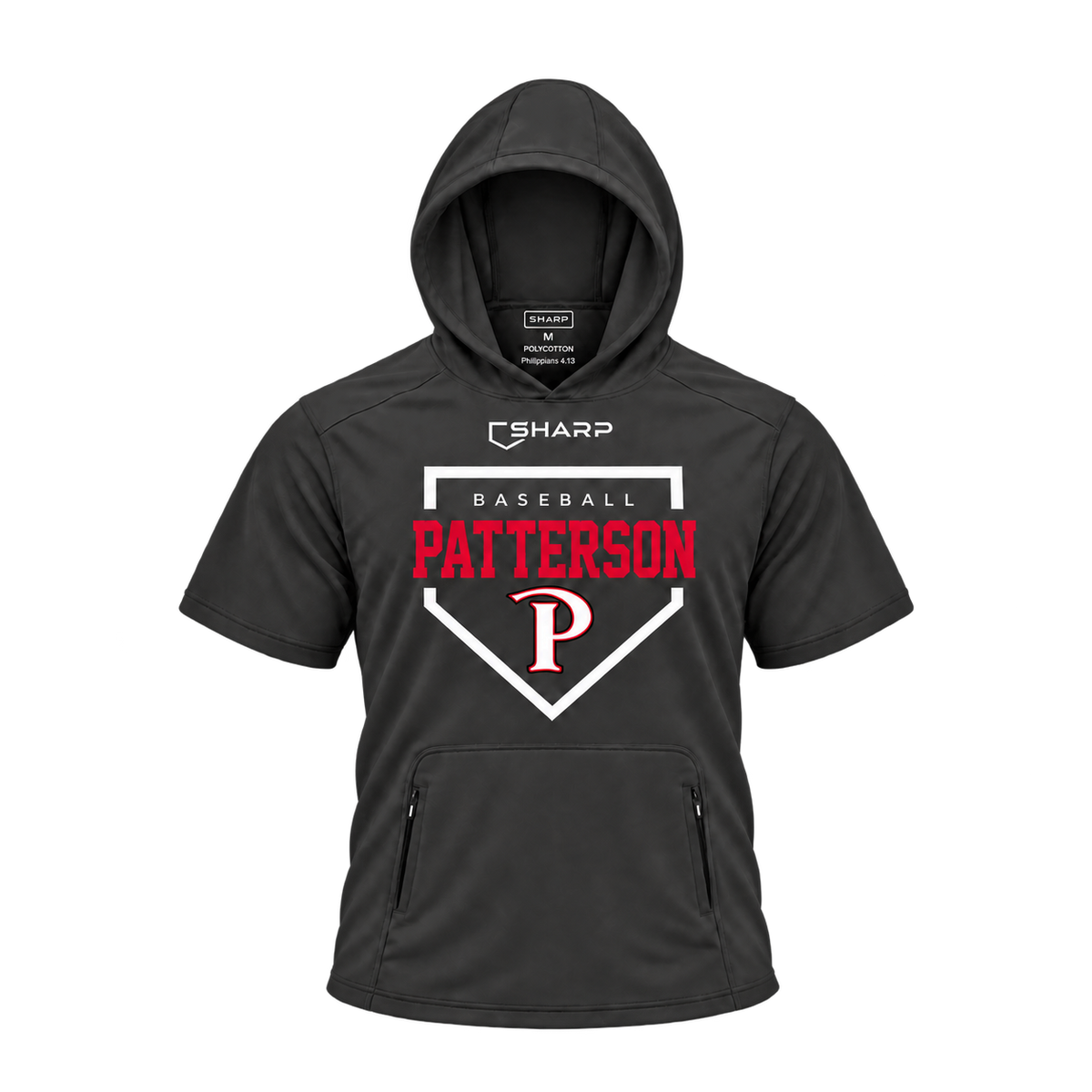 patterson polycotton homeplate black short sleeve front — transparent product view