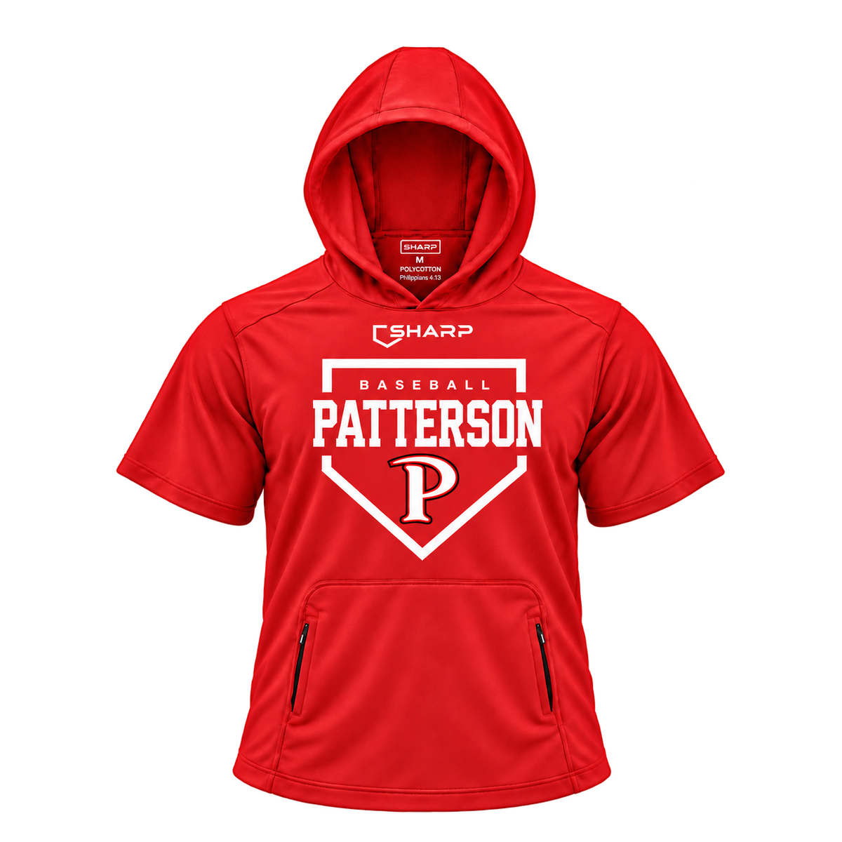 patterson polycotton homeplate red short sleeve front — transparent product view