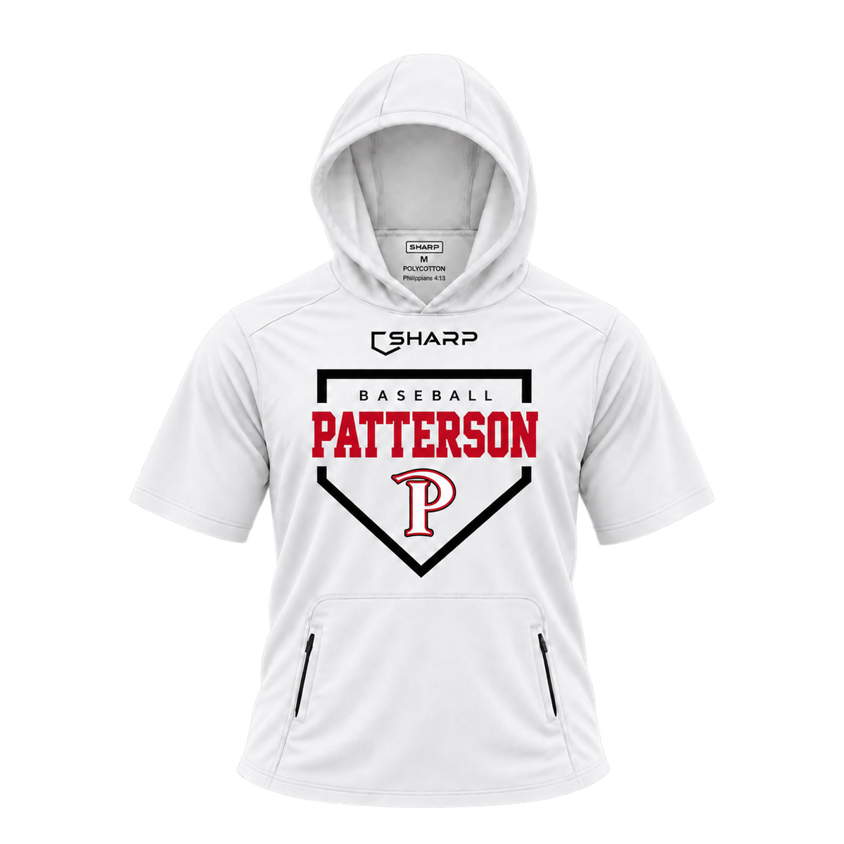patterson polycotton homeplate white short sleeve front — transparent product view