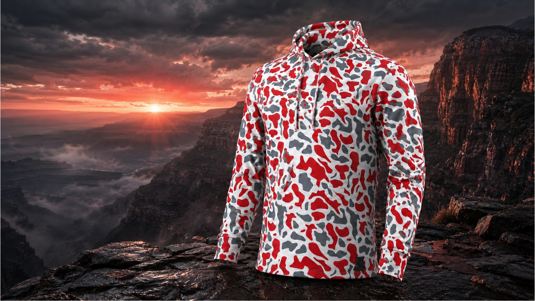 Ultra Fit Performance Red & Gray Camo Hoodie