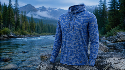 Ultra Fit Performance Navy Blue & Gray  Camo Hoodie