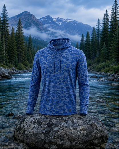 Ultra Fit Performance Navy Blue & Gray  Camo Hoodie
