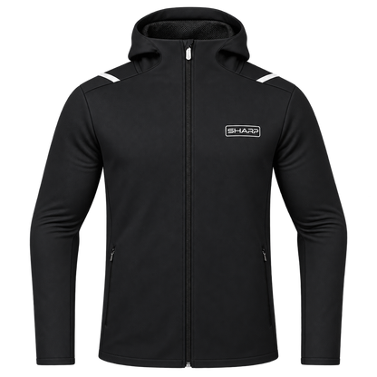 Black Sharp Athletics Performance Track Jacket — transparent HD front product view