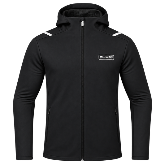 Black Sharp Athletics Performance Track Jacket — transparent HD front product view