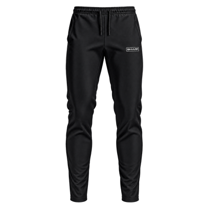 Black Sharp Athletics Performance Track Pants — transparent HD front product view