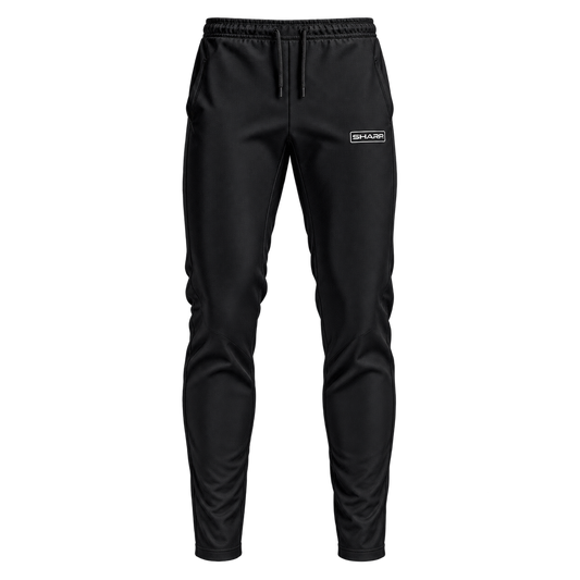 Black Sharp Athletics Performance Track Pants — transparent HD front product view