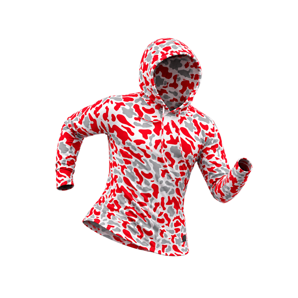 Strike Camo Performance Hoodie — Blaze running pose — transparent square