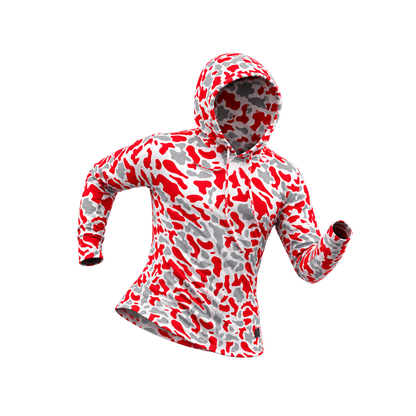 Strike Camo Performance Hoodie — Blaze running pose — transparent square