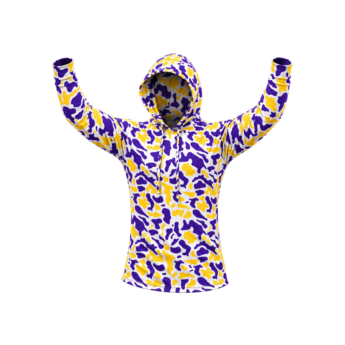 Strike Camo Performance Hoodie — Death Valley posed view — transparent square