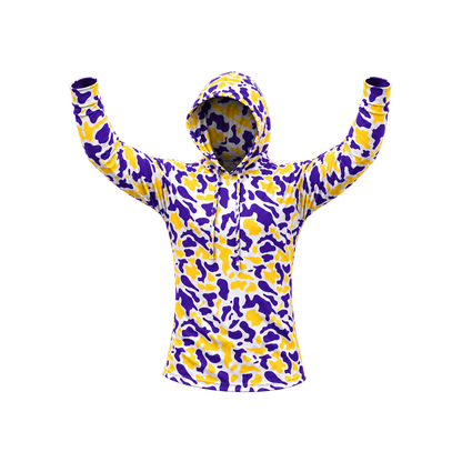 Strike Camo Performance Hoodie — Death Valley posed view — transparent square