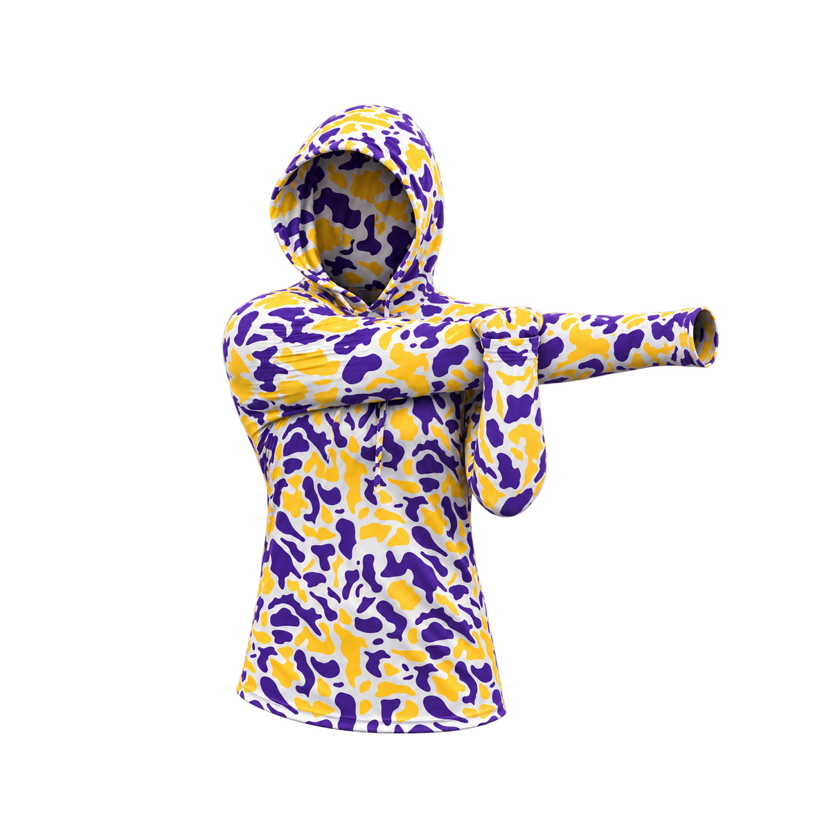 Strike Camo Performance Hoodie — Death Valley posed view — transparent square
