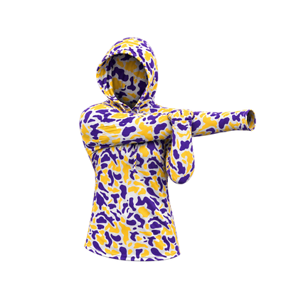 Strike Camo Performance Hoodie — Death Valley posed view — transparent square