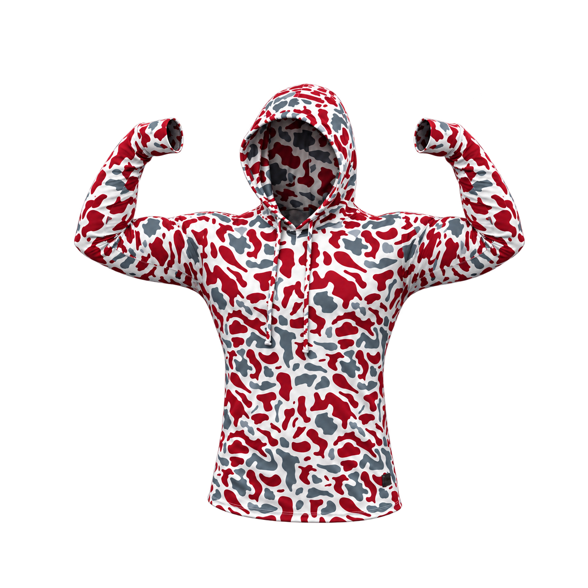 Strike Camo Performance Hoodie — Outlaw posed view — transparent square