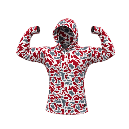 Strike Camo Performance Hoodie — Outlaw posed view — transparent square