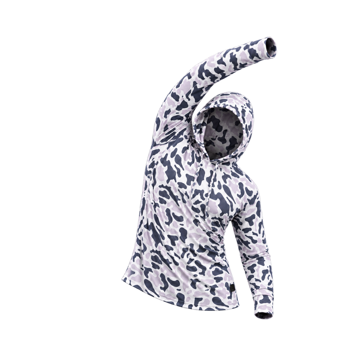Strike Camo Performance Hoodie — Phantom posed view — transparent square