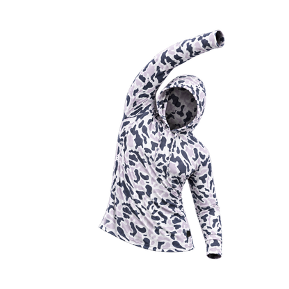 Strike Camo Performance Hoodie — Phantom posed view — transparent square