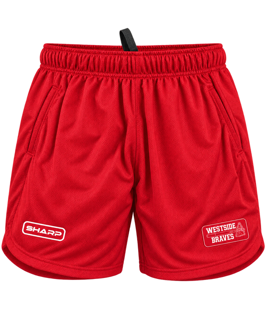 Westside Braves red performance shorts