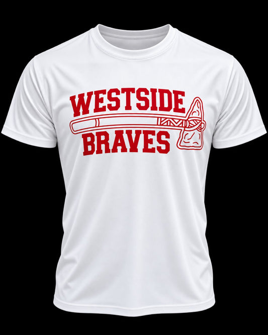 Westside Braves white performance tee
